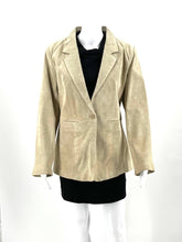 Womens Size Large Denim & Co. Leather Suede Coat Jacket Perfect for Spring Beige - RealThreads